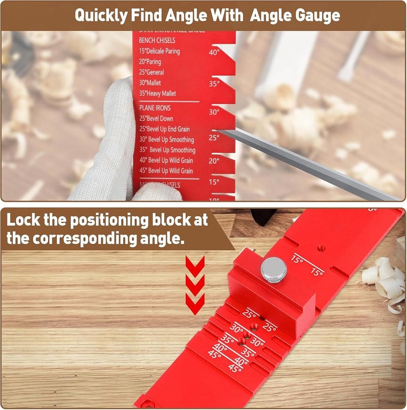 Gohelper Chisel Sharpening Jig with Diamond Sharpening Stone 400# 1000# 3000# 8000# Grit, Wood Honing Guide for Chisels and Planes Width 0.1" to 2.8" - Image 4